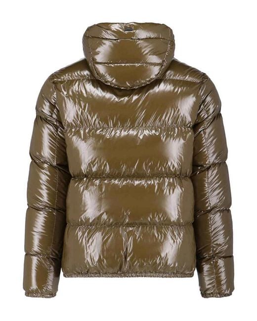 Herno Brown Logo Zip Down Jacket for men