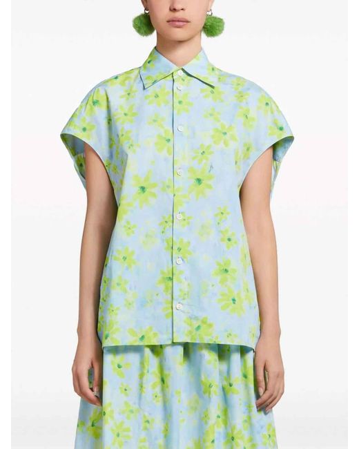 Marni Green Flowered Shirt