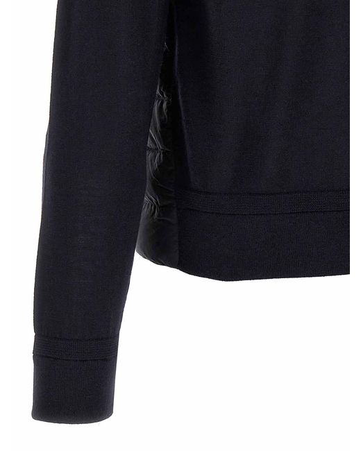 Herno Blue Padded Cardigan Virgin Wool Silk Sweater, Cardigans for men