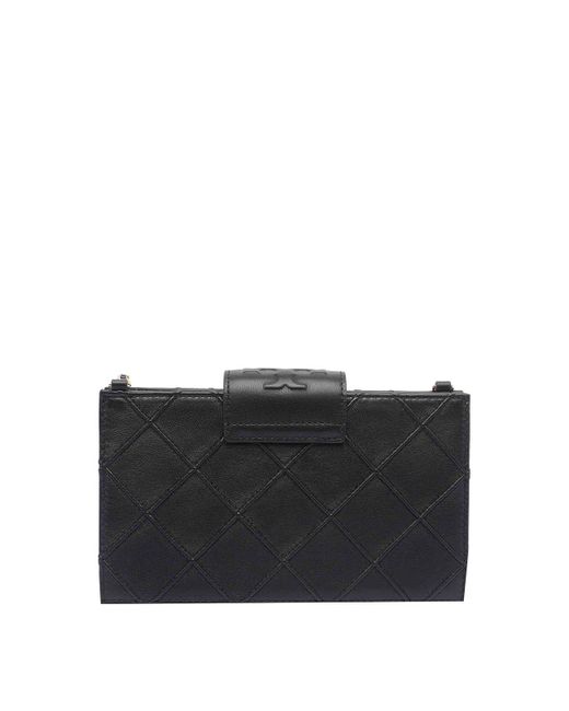 Tory Burch Black Mini Fleming Chain Wallet