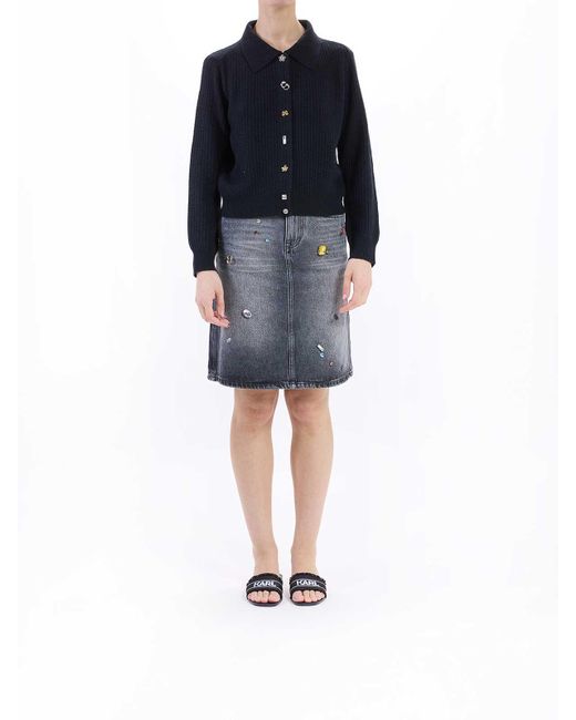 Marc Jacobs Blue Cableknit Charm Cardigan
