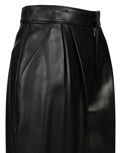 Bottega Veneta Black Shiny Leather Trousers