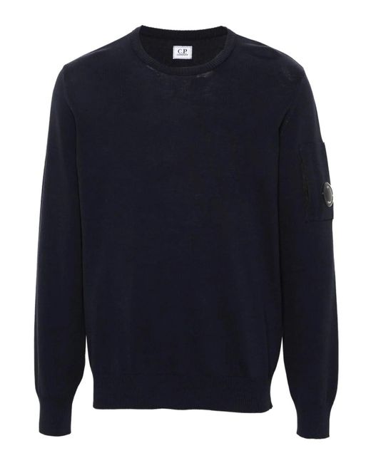 C P Company Blue Knit Crew-neck Sweater for men