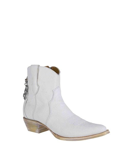Comme des Garçons White Ankle Boots