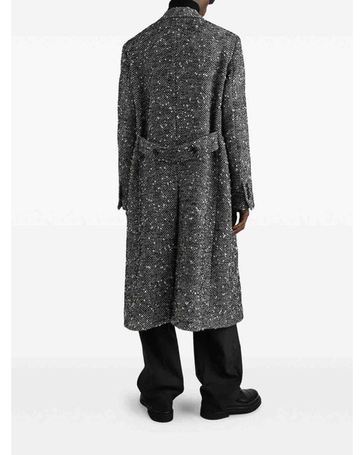 Dolce & Gabbana Gray Herringbone Coat for men