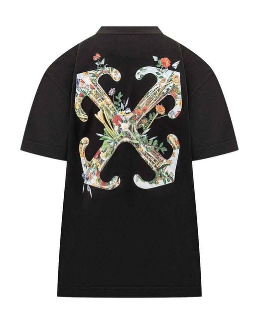 Off-White c/o Virgil Abloh Black Arrow Glass Flower Cotton T-Shirt