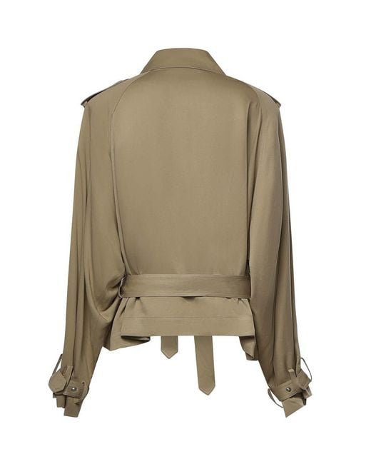Frankie Shop Green Elva Cropped Viscose Trench Coat