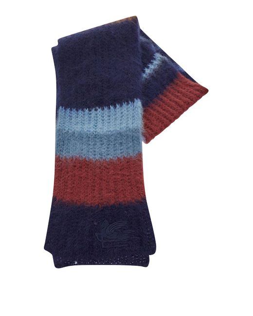Etro Blue Knitted Scarf for men