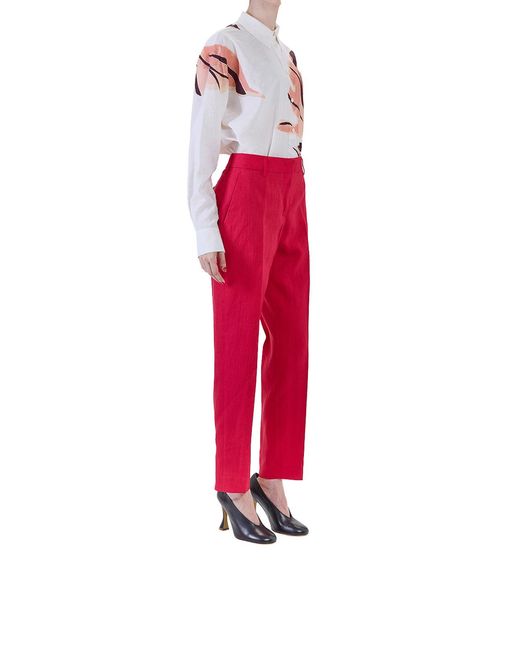 Paul Smith Red Linen Pleated Trousers