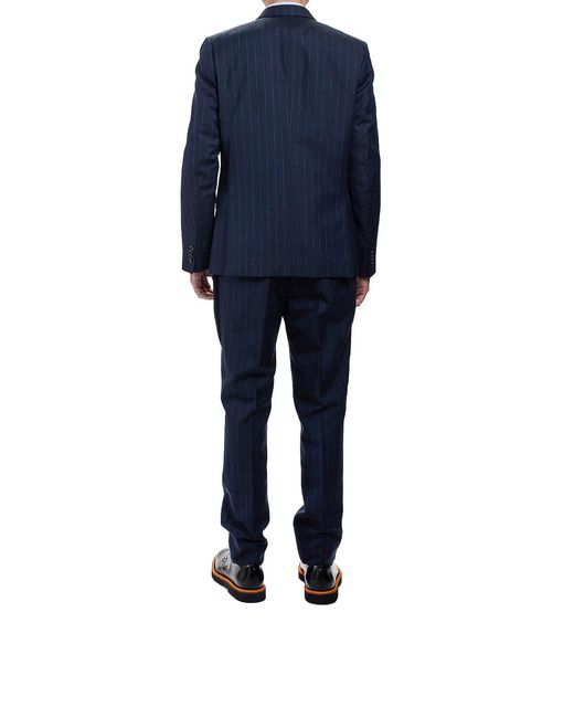 Paul Smith Blue Soho Pinstriped Wool And Linen Suit for men