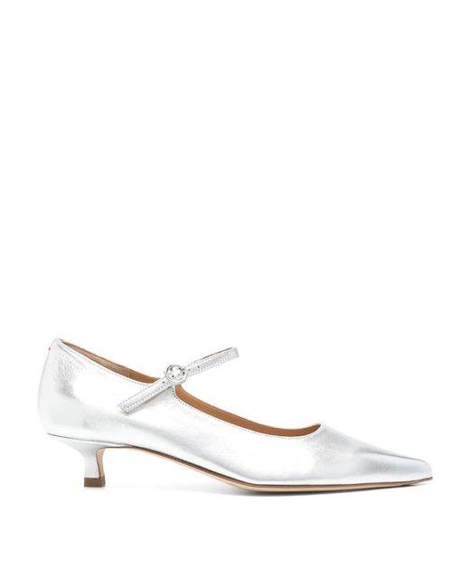 Aeyde White Polina Laminated Nappa Leather Sandal