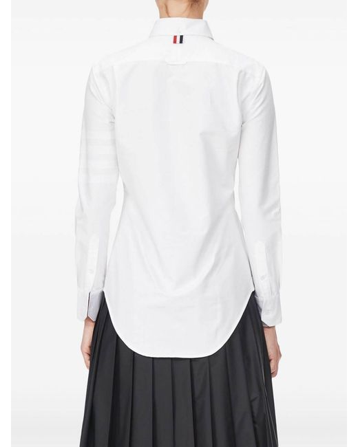 Thom Browne White Long-Sleeve Button-Fastening Shirt