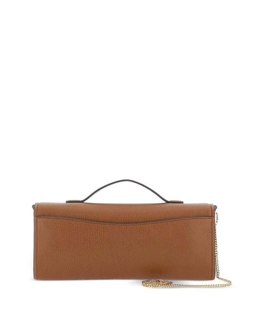 Michael Kors Brown Clutch With Padlock Charm