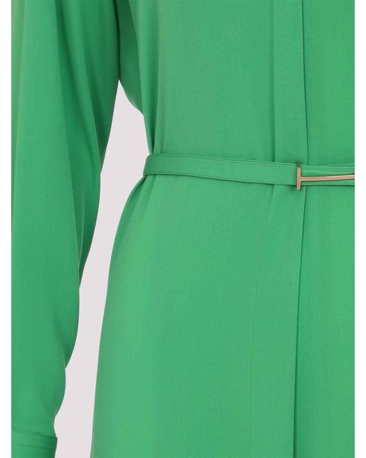 Tom Ford Green Washed Silk Midi Dress