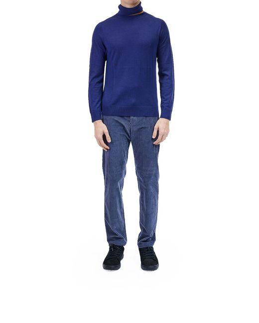 Paul Smith Blue Extrafine Merino Turtleneck for men
