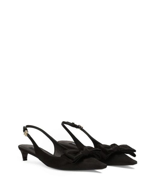 Dolce & Gabbana Black Satin Sling And Bow