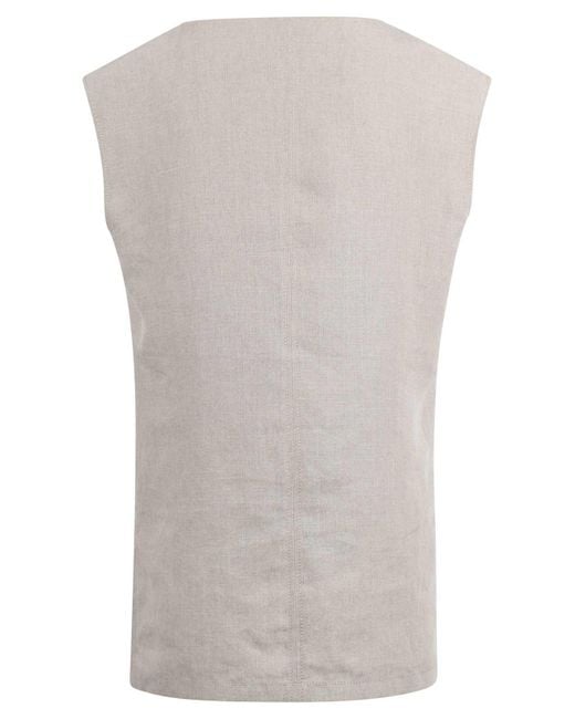 Max Mara Gray Linen Canvas Blouse