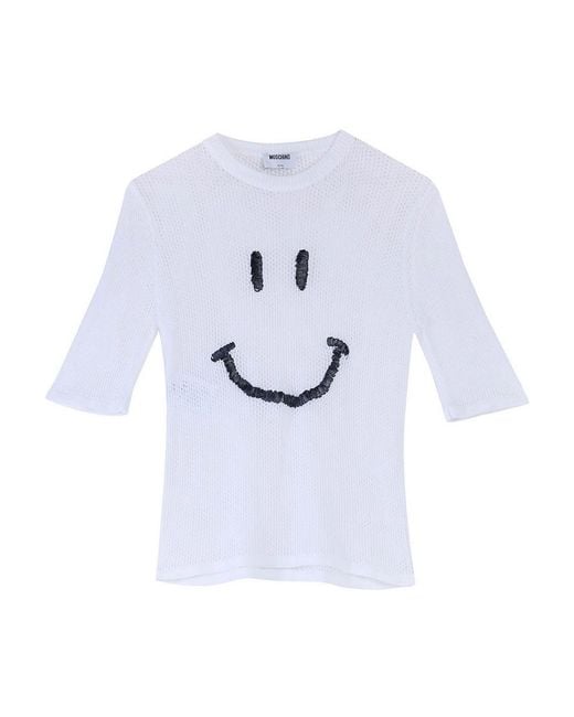 Moschino White Smile Short Sleeve Shirt