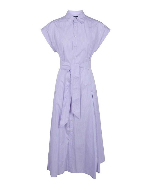 Polo Ralph Lauren Purple Short Sleeves Shirt Midi Dress