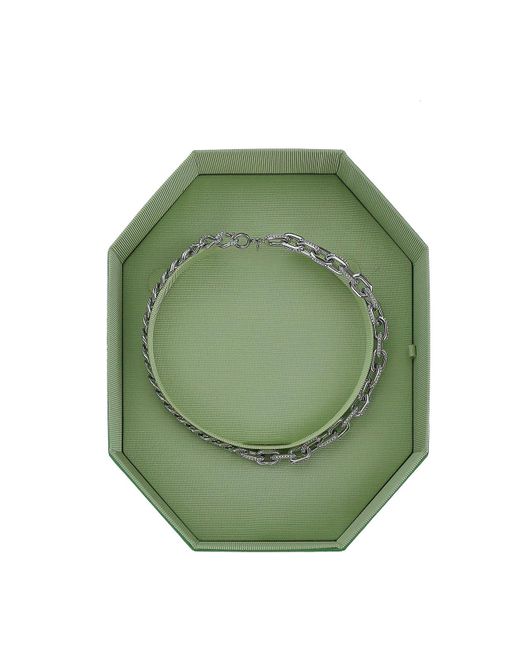 Swarovski Green Tone Necklace In Rhodium Plated