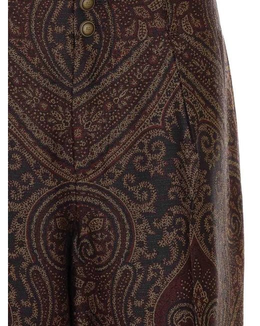 Etro Brown Paisley Print Pants