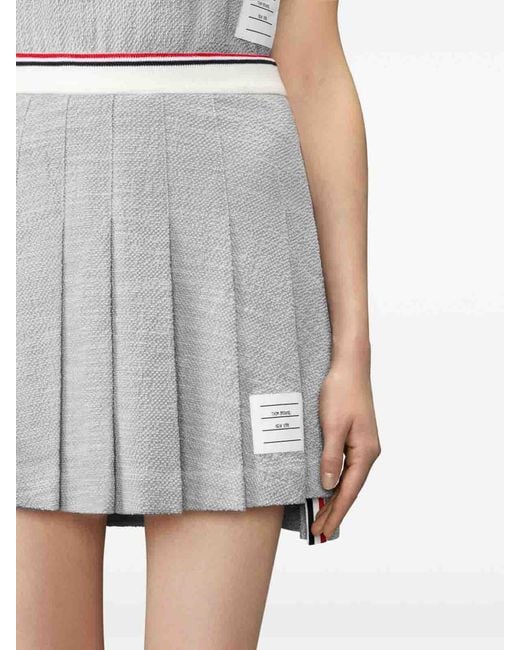 Thom Browne Gray Pleated Tweed Skirt