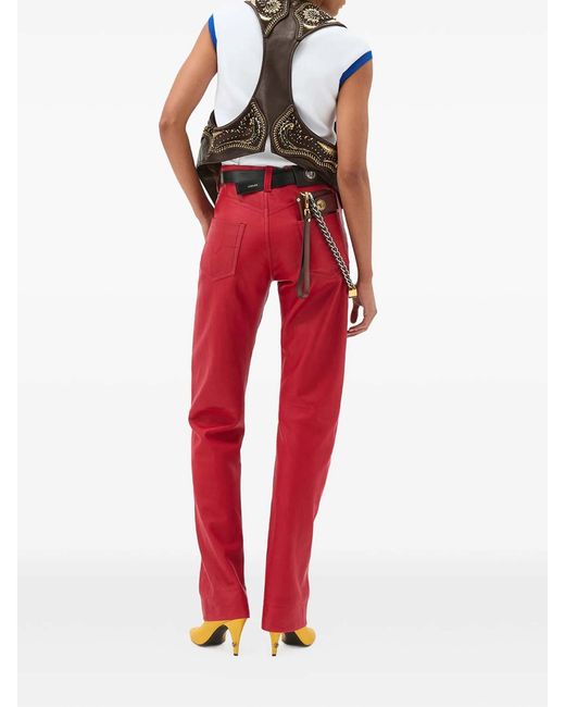 Versace Red Leather Pant