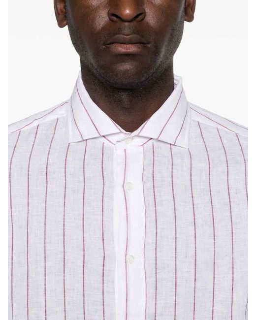 Brunello Cucinelli White Striped Shirt for men