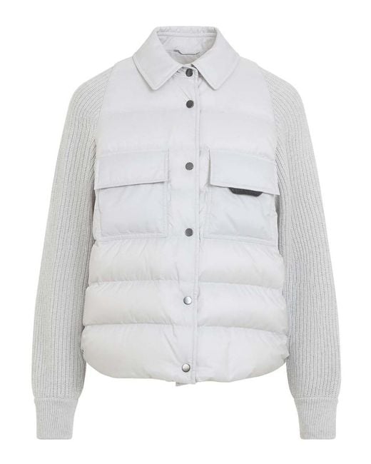 Brunello Cucinelli White Hybrid Padded Jacket