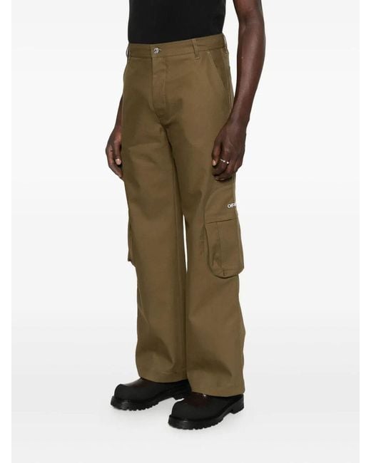 Off-White c/o Virgil Abloh Green 'Bookish' Cotton Round Pocket Cargo Pants for men