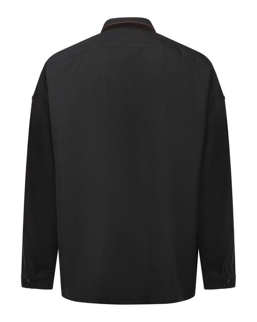 Marni Black Wool Shirt With Logo for men