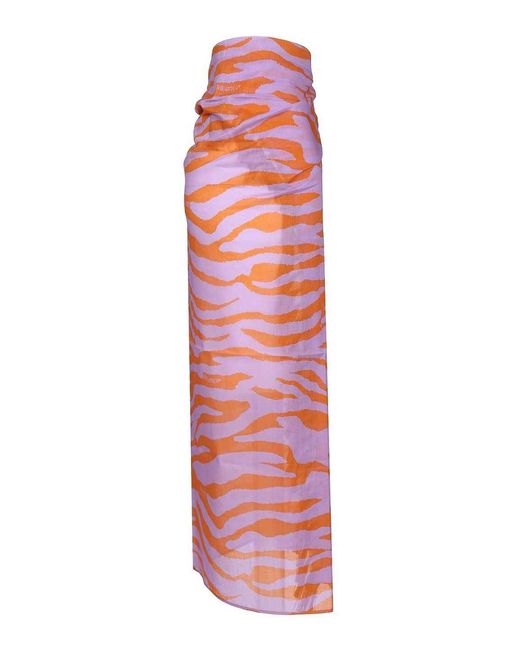 The Attico Red Animal Print Pareo