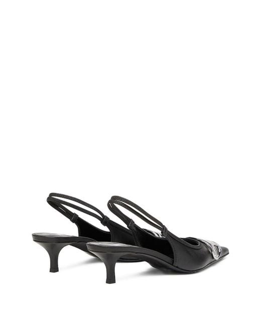 DIESEL Black Venus Leather Slingback Pumps