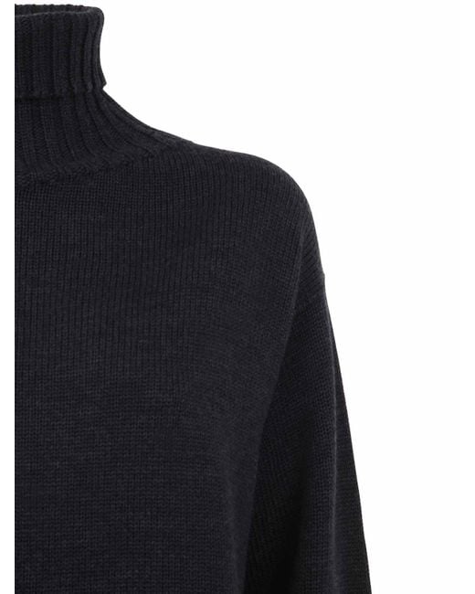 Drumohr Blue Long Sleeves Turtle Neck Oversized Sweater