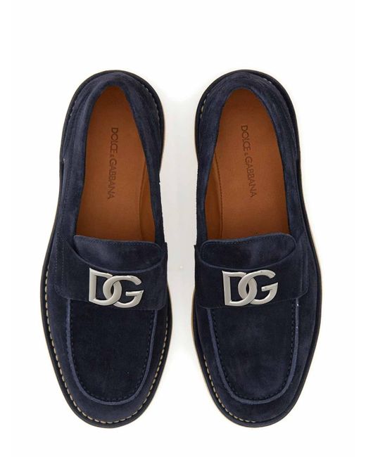 Dolce & Gabbana Blue Suede Loafer for men