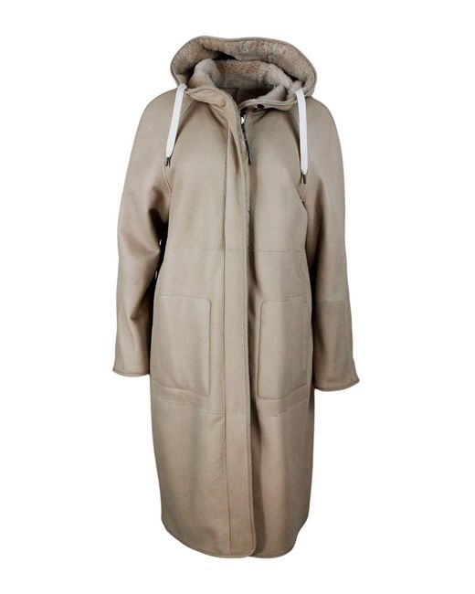 Brunello Cucinelli Natural Shearling Soft Reversible Coat