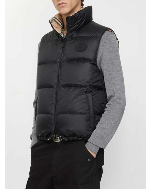 Piumino Smanicato Snoshill Check Reversibile-Uomo di Burberry in Brown da Uomo