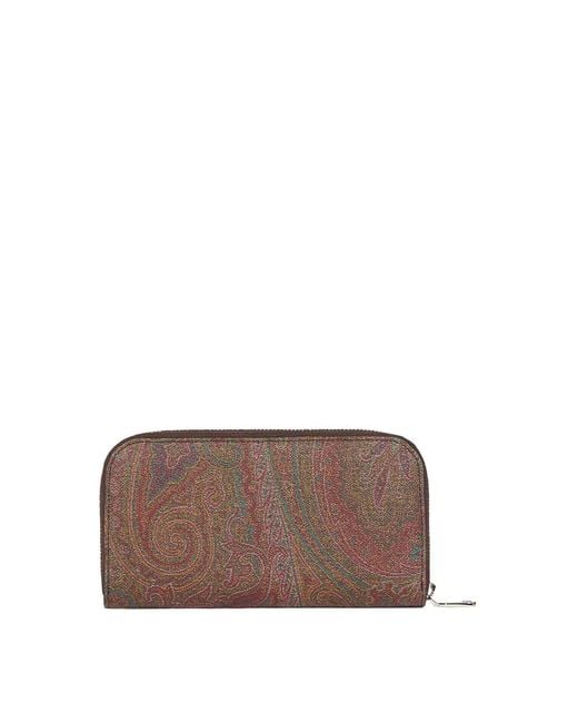 Etro Brown Canvas Zip Around Wallet for men