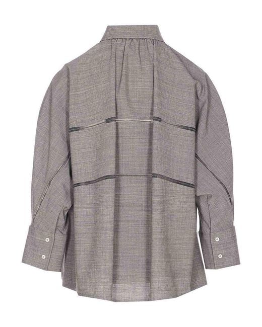 Fabiana Filippi Gray Front-Button Shirt