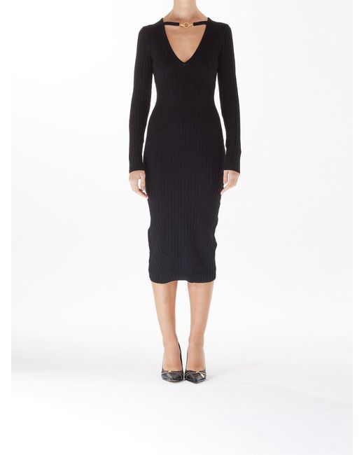 Just Cavalli Black Long Sleeve Lurex Dress
