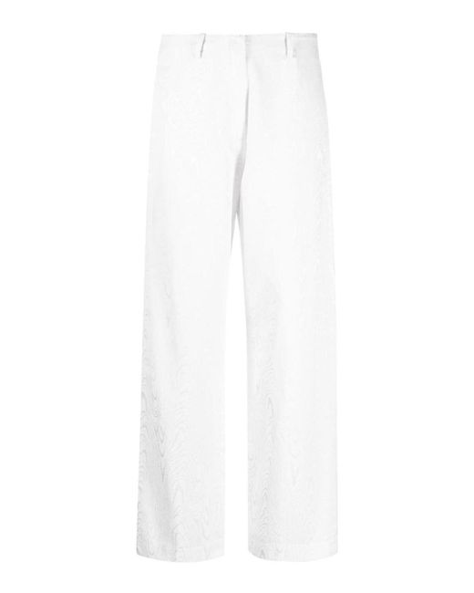 Forte Forte White Wide-leg Jacquard Trousers