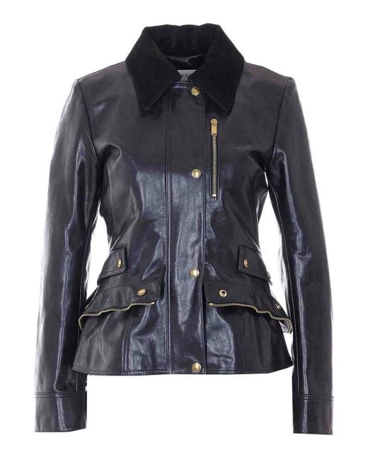 McQueen Blue Kickback Leather Jacket
