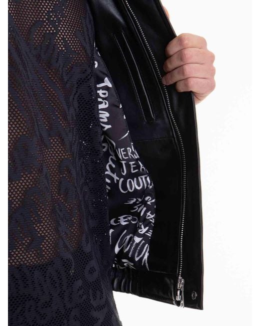 Versace Jeans Couture Black Button-Fastening Leather Vest for men