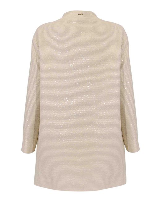 Herno Natural Coat With Ivory Sequins