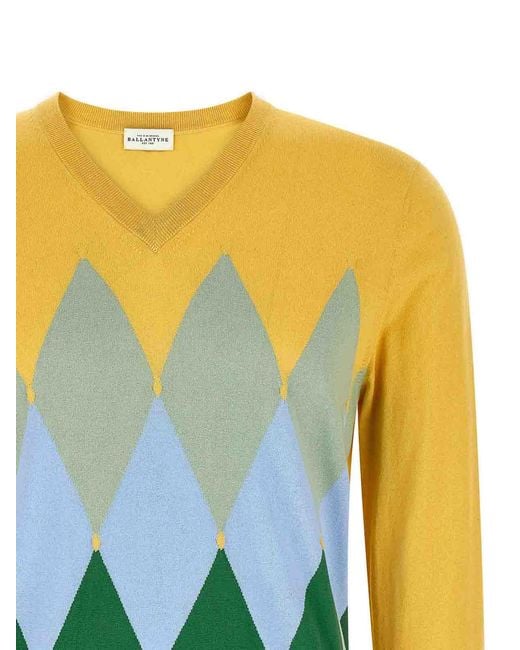 Ballantyne Yellow Argyle Sweater for men