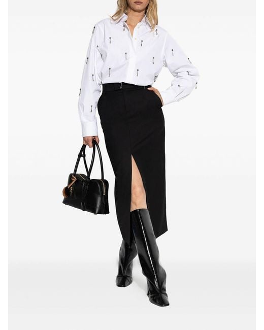 Stella McCartney White Lead-Free Crystal Embellished Oxford Shirt
