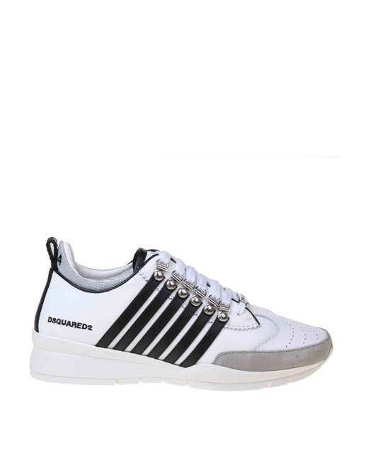 DSquared² White Legendary Sneakers In Black And Leather for men