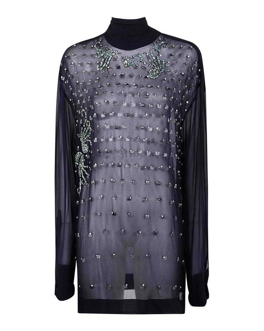 Dries Van Noten Blue Chads Emb 2314 Ebroider Shirt