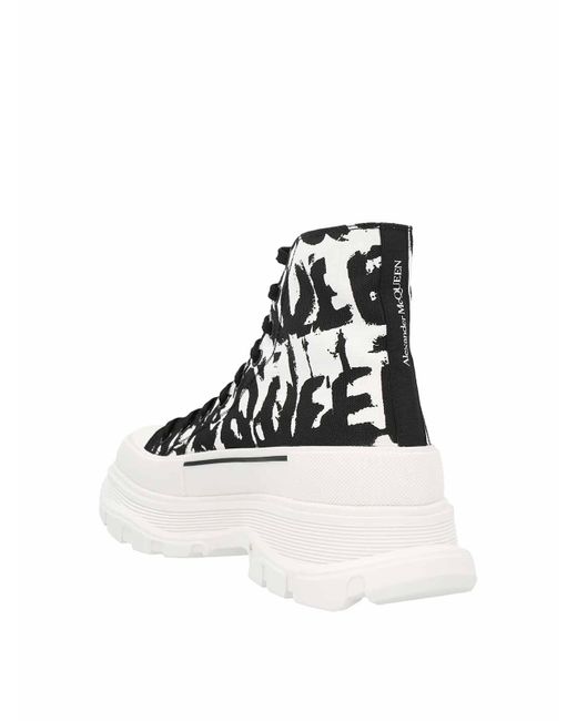 Alexander McQueen White Graffiti Ankle Boots for men