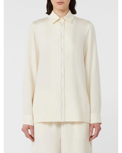 Max Mara White Stretch Silk Cady Shirt
